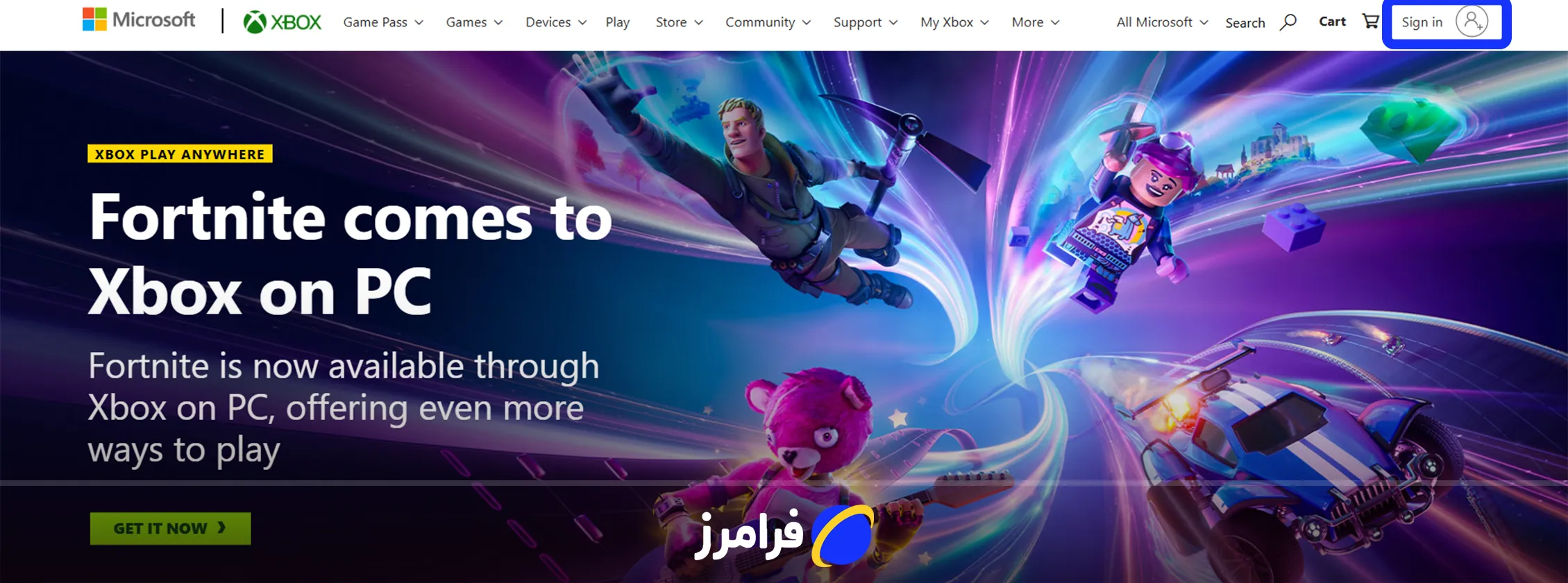 کلیک روی دکمه Sign in برای اموزش ساخت اکانت ایکس باکس